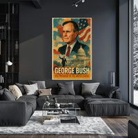 George H. W. Bush 41st President of the United States Layered Digital Collage Poster
