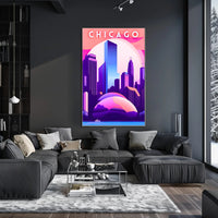 Chicago Skyline at Sunset: Urban Cityscape Poster