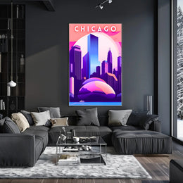 Chicago Skyline at Sunset: Urban Cityscape Poster