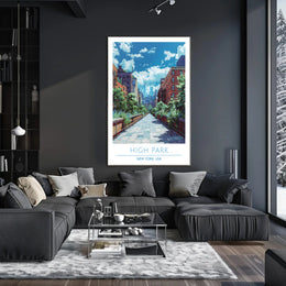 High Park In New York City Scenic Poster Vintage Wall Art