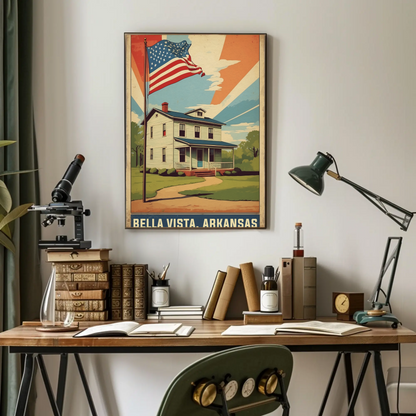 Bella Vista Arkansas Flag Home Vintage Travel Poster