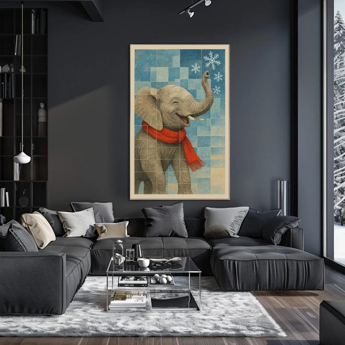 Winter Elephant Delight Poster