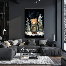 Winter Wonderland Teddy Bear Watercolor Art Poster