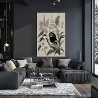 Black Cat with Wildflowers: Animal Poster PosterGoat