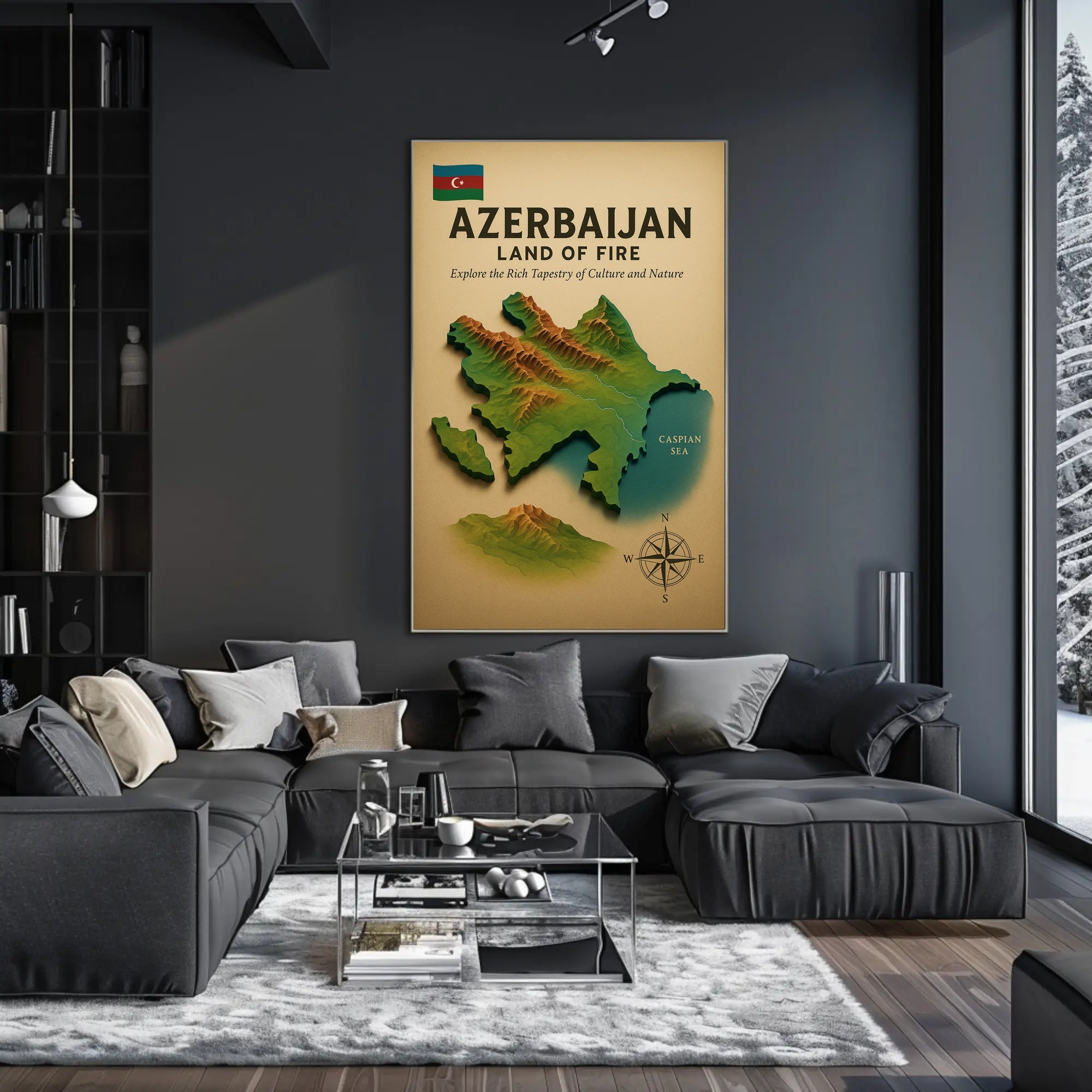 Azerbaijan Land of Fire Geographic Travel Poster