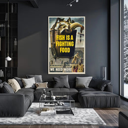 FISH IS A FIGHTING FOOD WWII Propaganda Poster PosterGoat