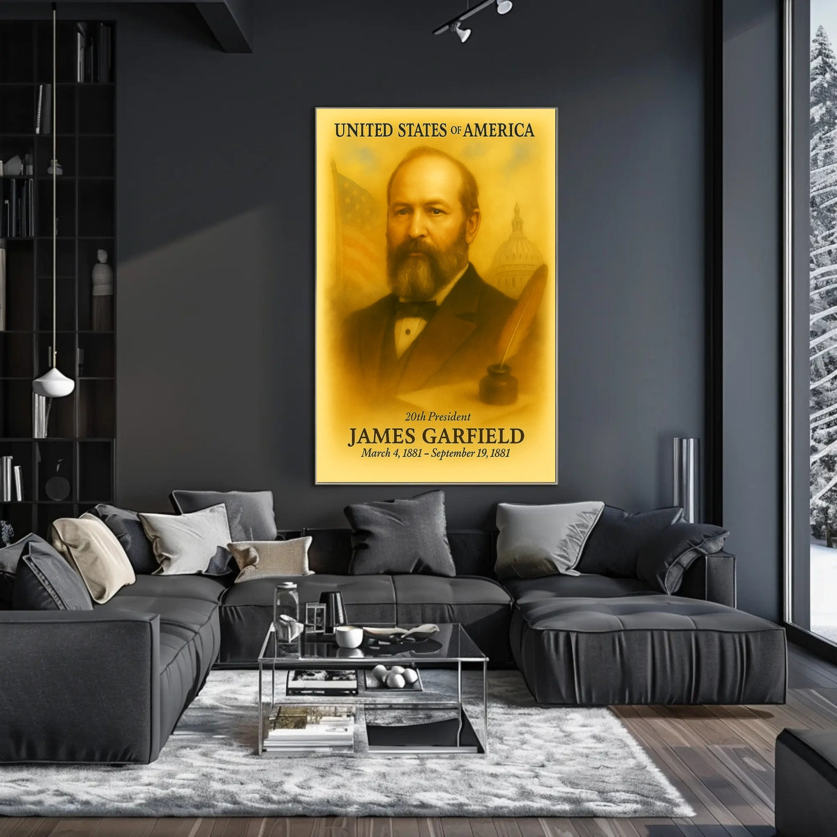 James A. Garfield 20th President of the United States Vintage Watercolor Poster