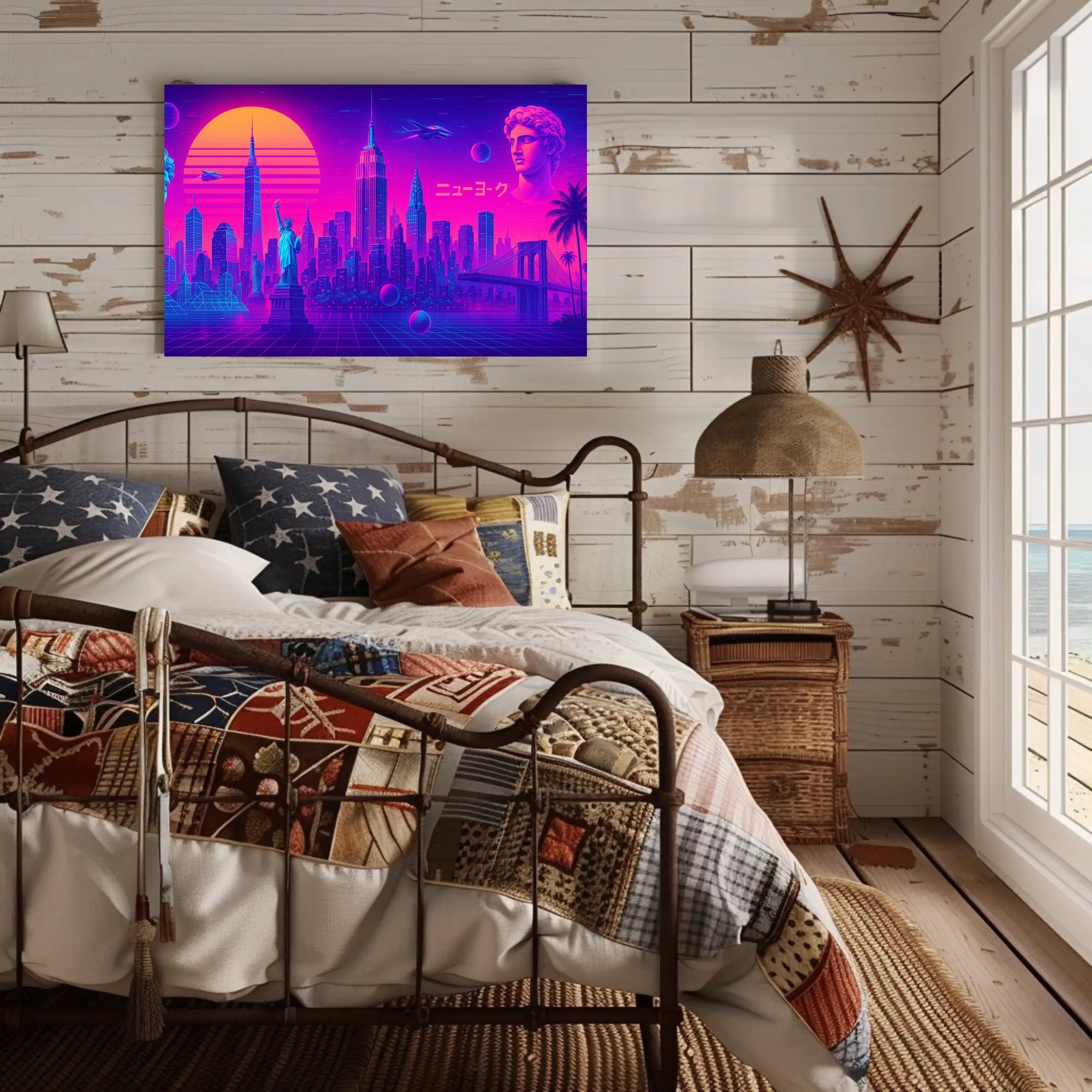 Neon New York Retro Futurism Poster Art Print