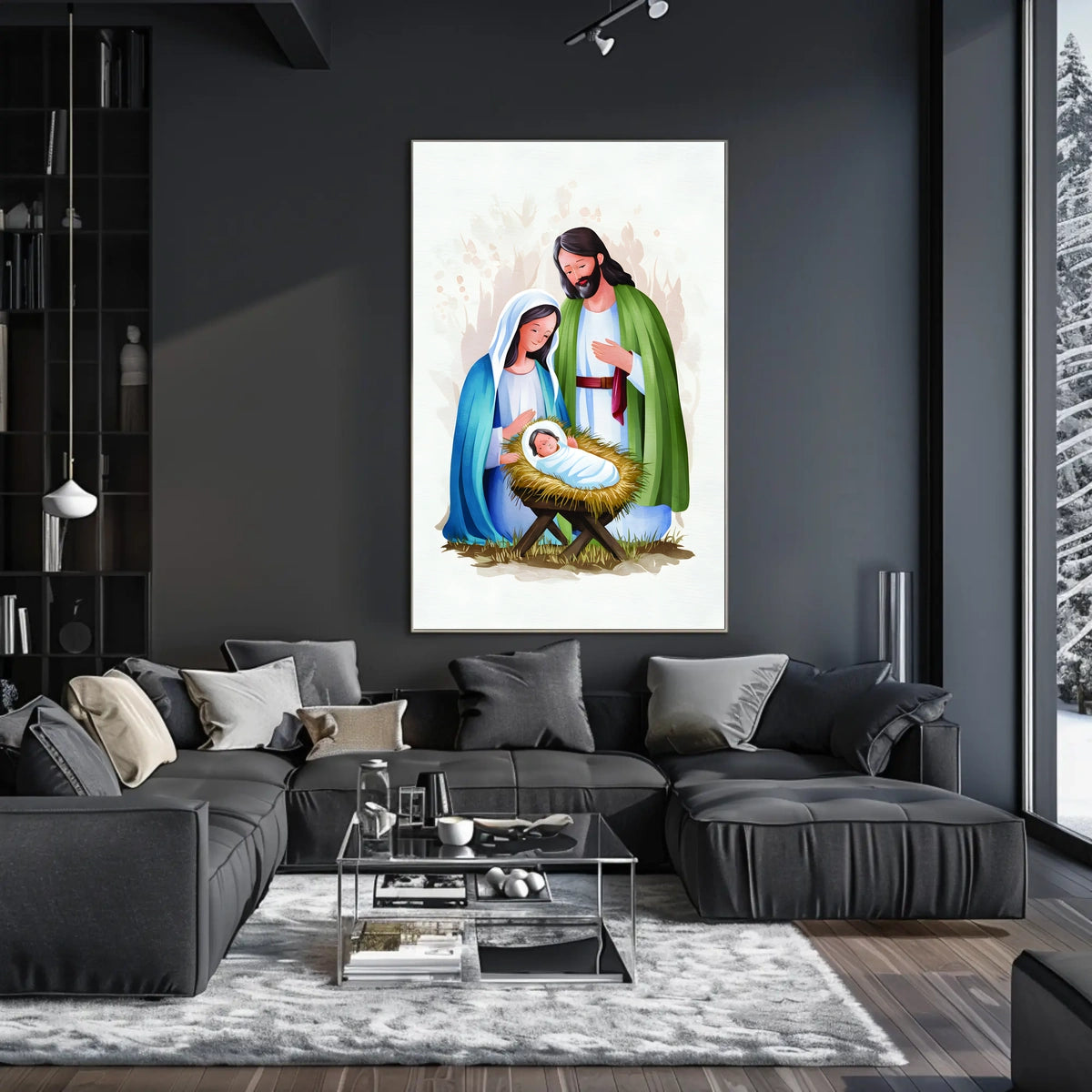 Nativity Scene Illustration Poster