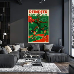 Reindeer Basketball Game Poster