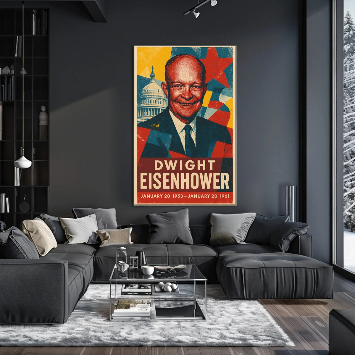 Dwight Eisenhower Patriotic Vintage Art Portrait Retro Eighties Stencil Print HistoryLover Poster