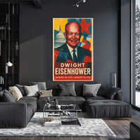 Dwight Eisenhower Patriotic Vintage Art Portrait Retro Eighties Stencil Print HistoryLover Poster