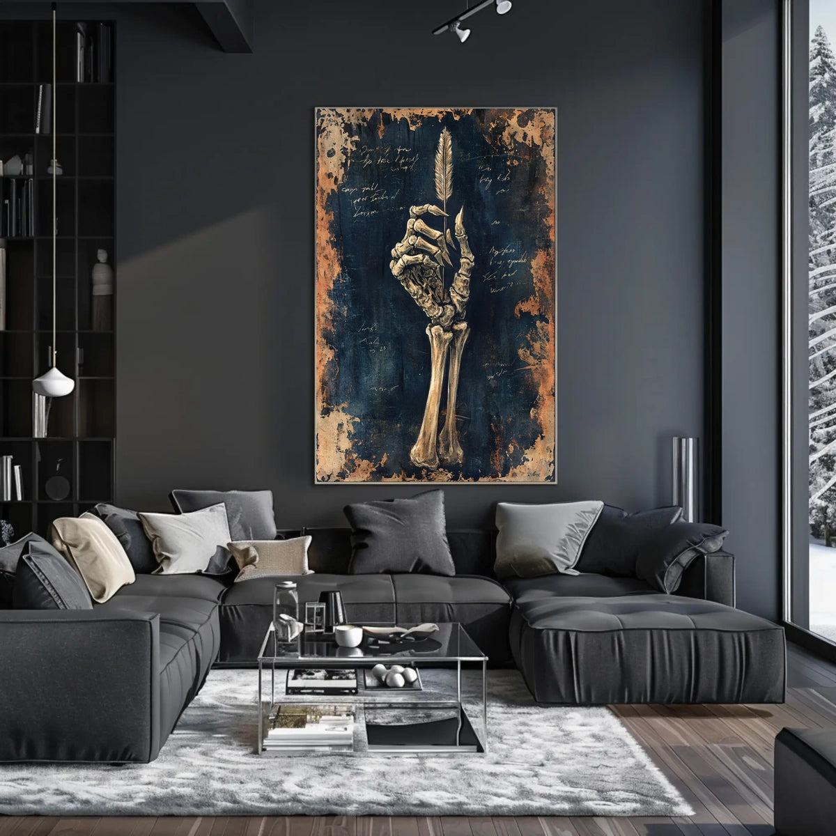 Skeletal Hand with Feather Artistic, Pop Culture Poster