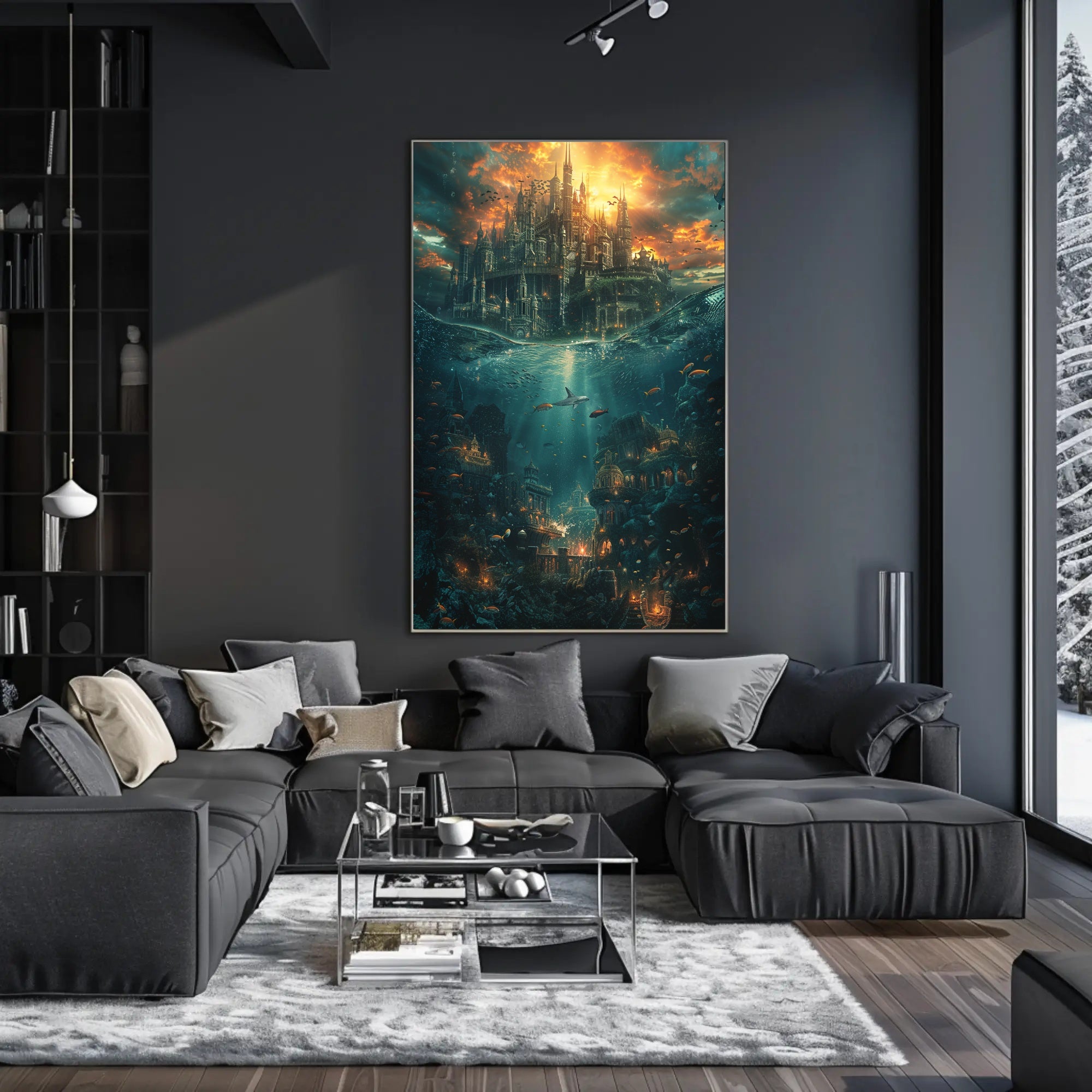 Fantastical Castle and Underwater City Fantasy Poster PosterGoat