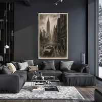 Charcoal Cityscape Of New York Poster Vintage Wall Art