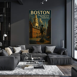 Boston Freedom Trail Vintage Souvenir Map Poster