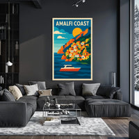 Amalfi Coast Poster Wall Art Scenic Coastal Decor Artwork