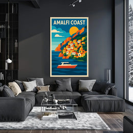 Amalfi Coast Poster Wall Art Scenic Coastal Decor Artwork