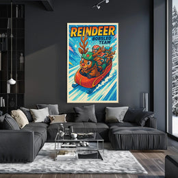 Reindeer Bobsled Team Poster