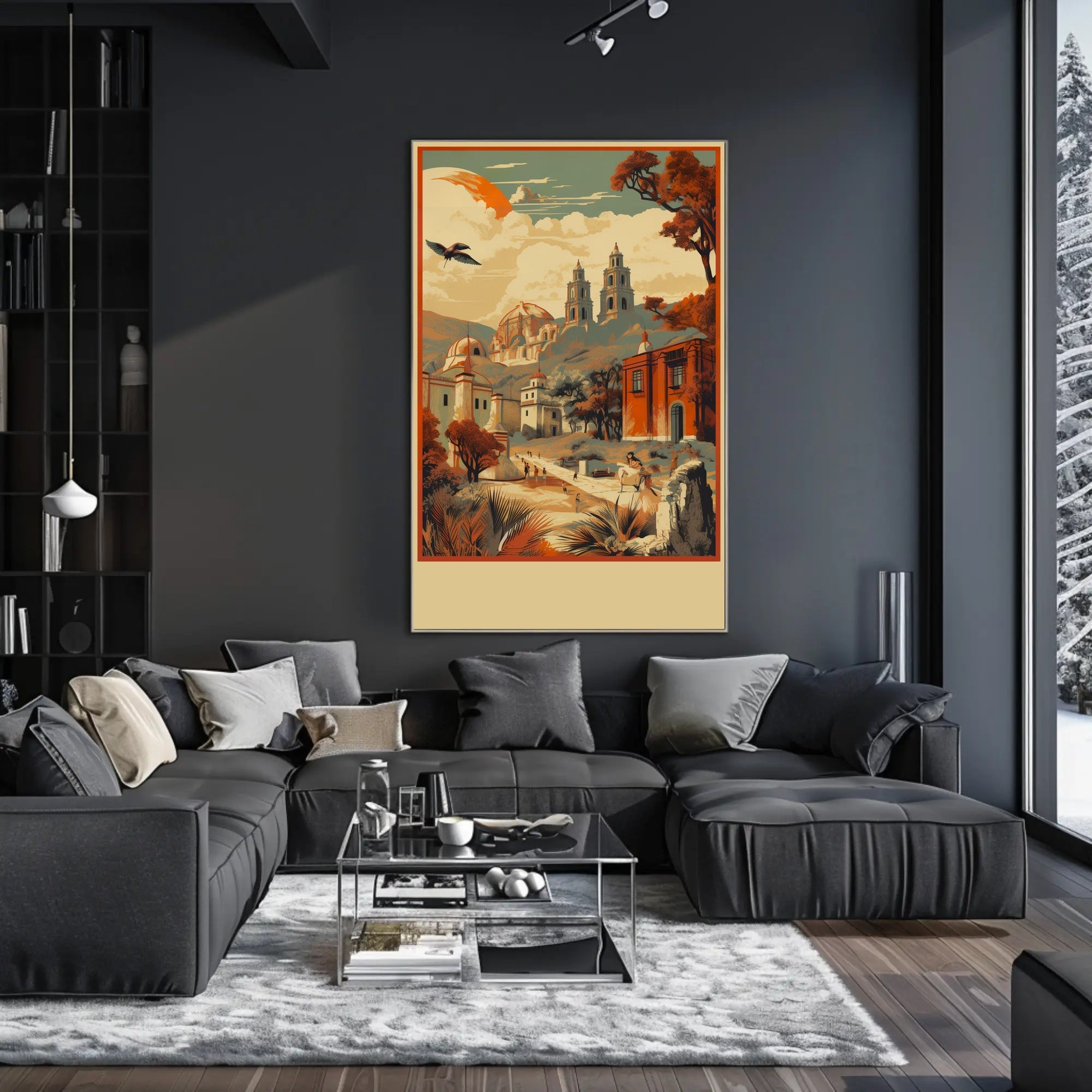 Serene Village Landscape Poster