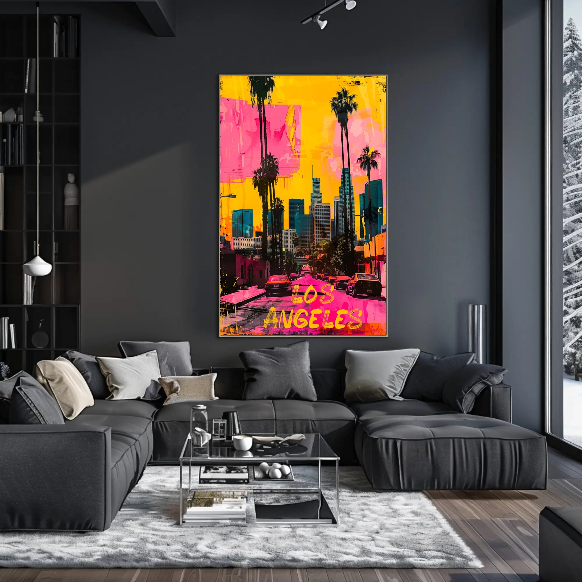 Vibrant Los Angeles Skyline Pop Art Urban Cityscape Poster