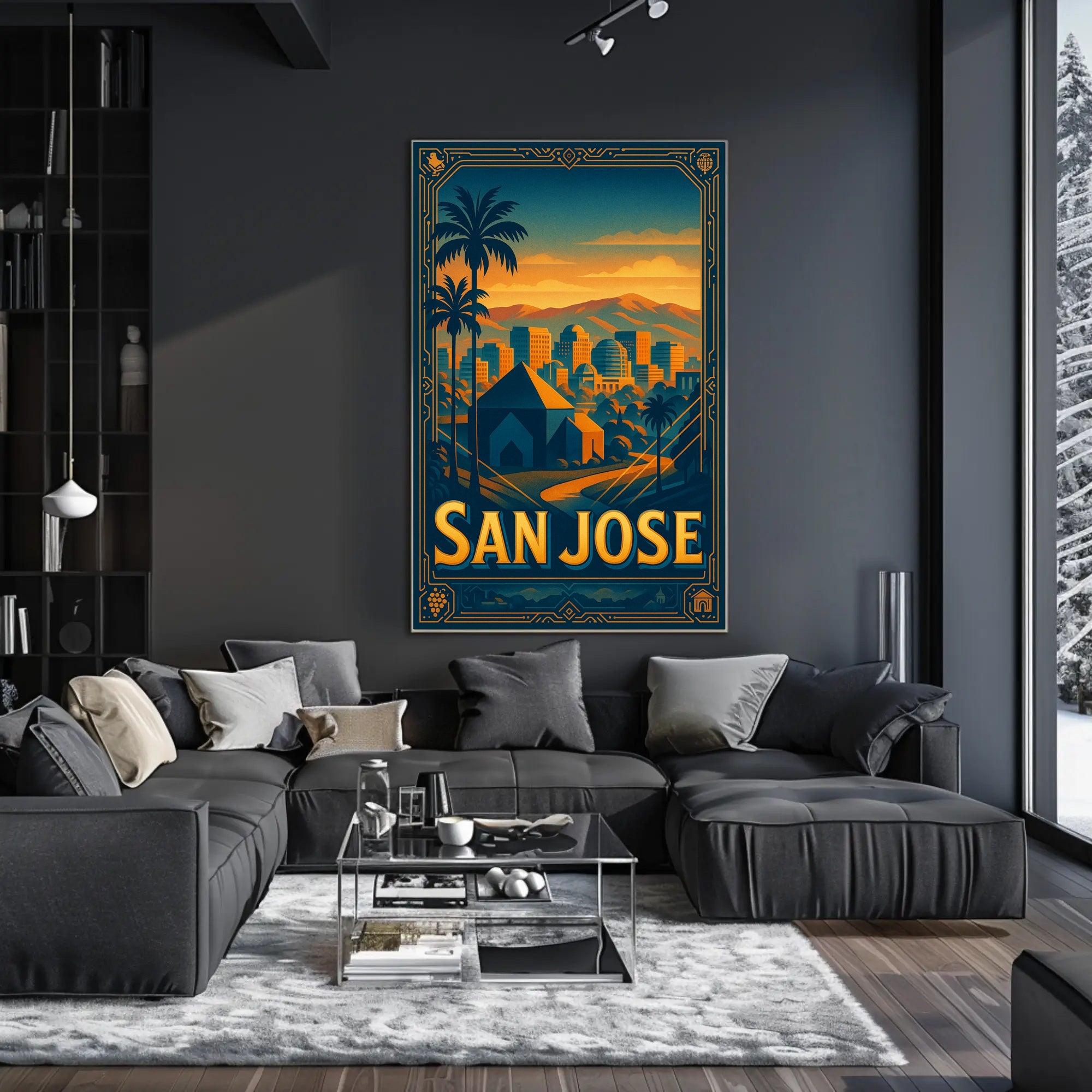 San Jose Skyline Wall Art Poster Modern Travel Print