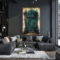 Mysterious Gothic Gate Poster in Abstract Artistic Style