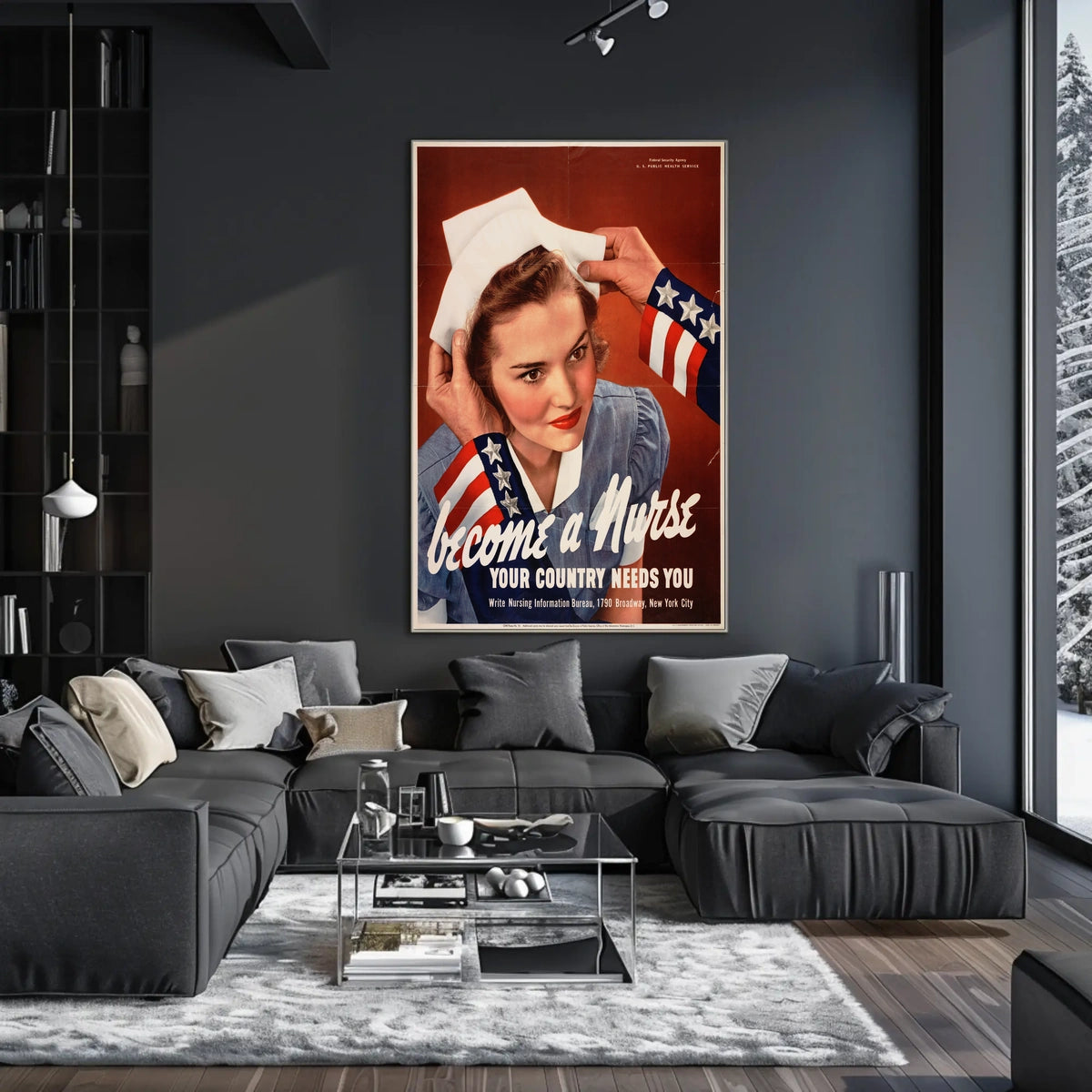 Vintage Nurse Recruitment: WWII Patriotic Propaganda Poster