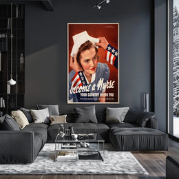 Vintage Nurse Recruitment: WWII Patriotic Propaganda Poster