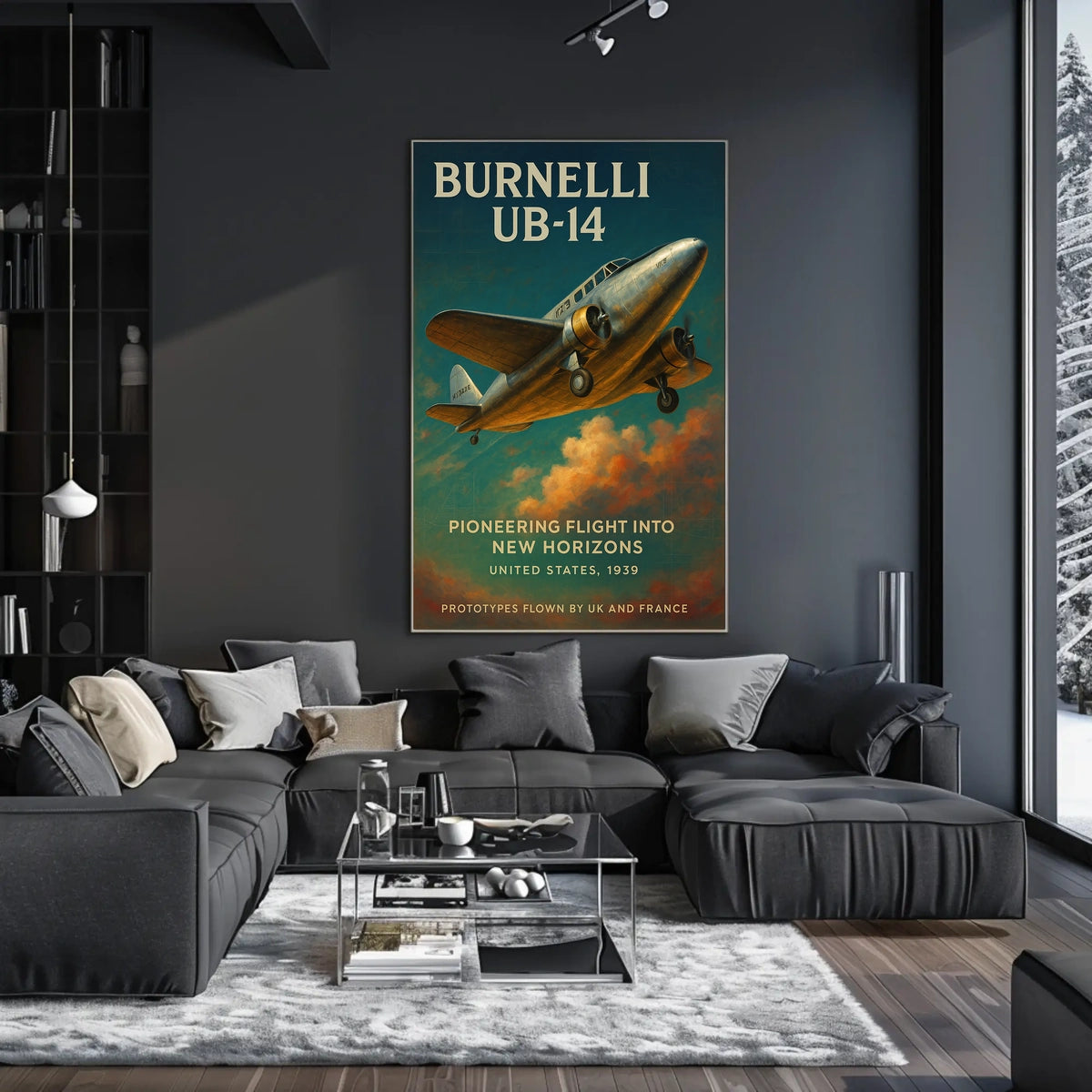 Burnelli UB-14 Vintage Aviation Poster Art 1939
