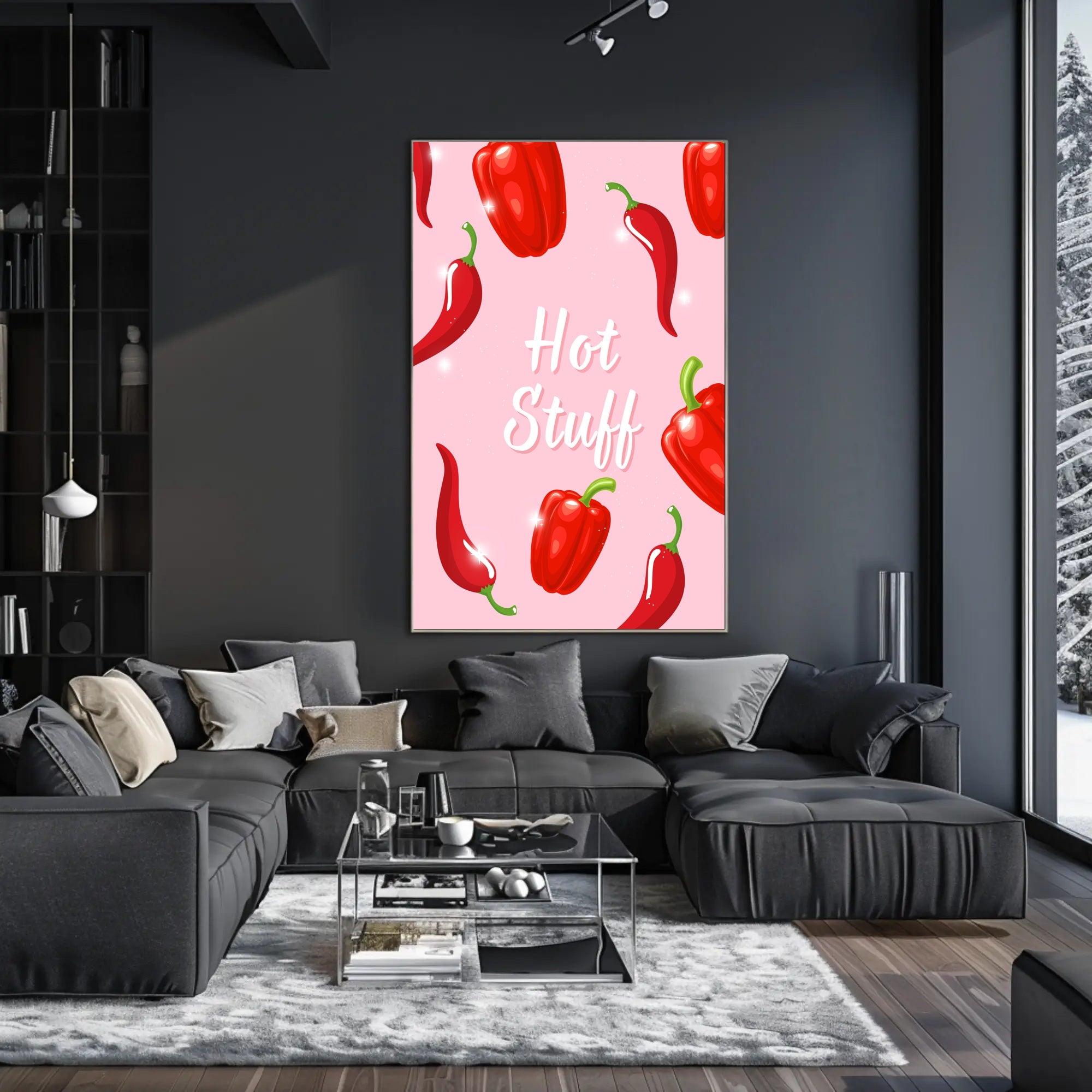 Spicy Peppers Illustration: Abstract Artistic Poster PosterGoat