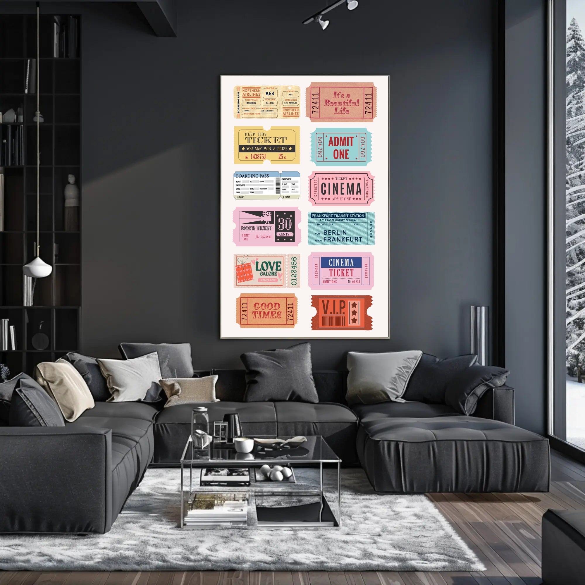 Nostalgic Vintage Ticket Collage for Retro Entertainment Poster PosterGoat