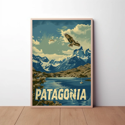 Patagonia Mountains and Condors Travel Poster