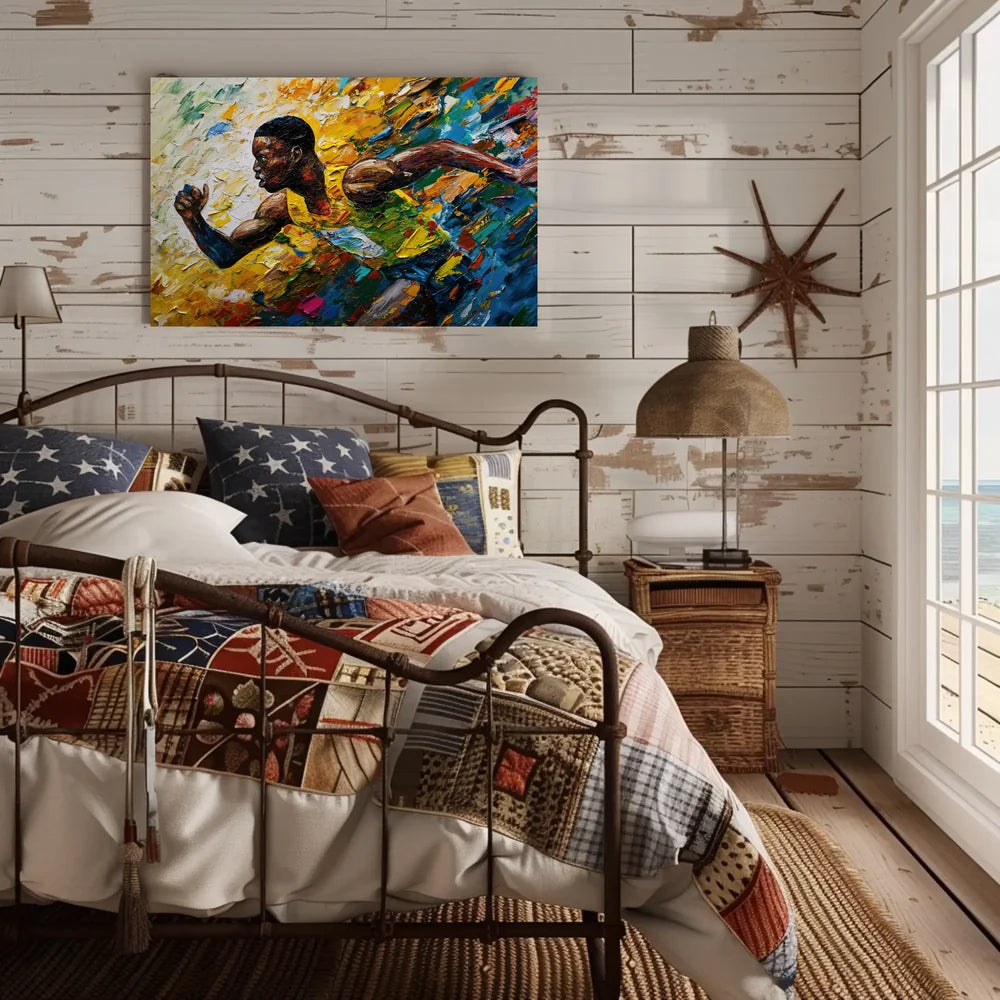 Dynamic Runner: Impressionistic Sports Art Poster Print