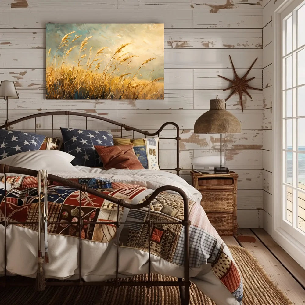 Golden Wheat Fields: Impressionistic Countryside Landscape Poster