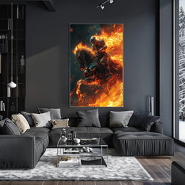 Fiery Knight in Battle: Epic Fantasy or Mythology Poster PosterGoat