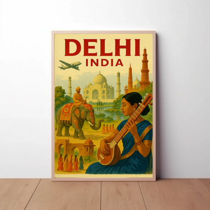 Delhi India Taj Mahal Culture Travel Poster