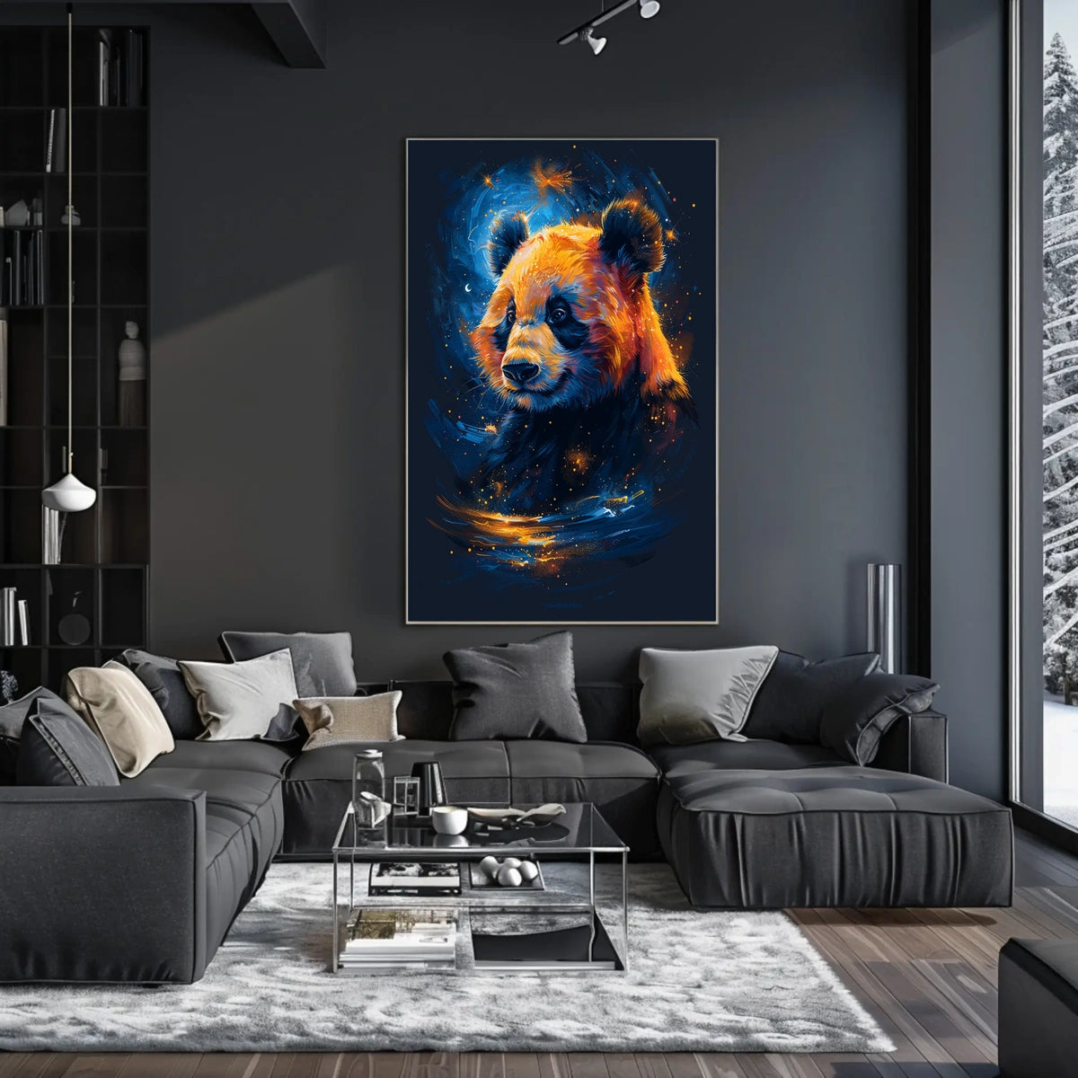 Stylized Cosmic Panda Illustration Animal Poster