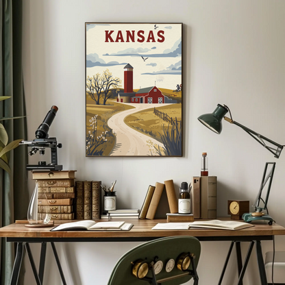 Kansas Prairie House Vintage Poster