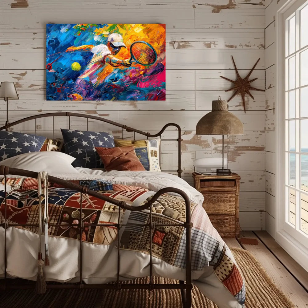 Dynamic Abstract Tennis Player Art Poster