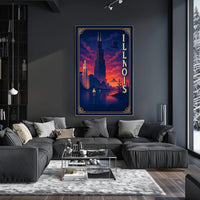 Illinois Skyline at Sunset: Captivating Travel Poster