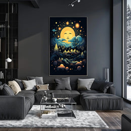 Celestial Harmony Moonlit Forest Poster