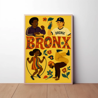 Bronx New York Hip Hop Culture Colorful Travel Poster