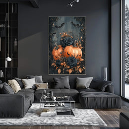 Halloween Pumpkin Bats: Abstract, Artistic, or Pop Culture Poster