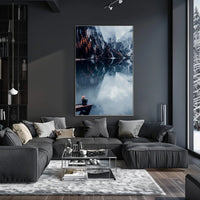 Serene Mountain Lake Autumn Reflection Art Poster