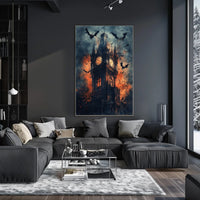 Gothic-Style Clock Tower Art Poster in Eerie Environment - Artistic Poster