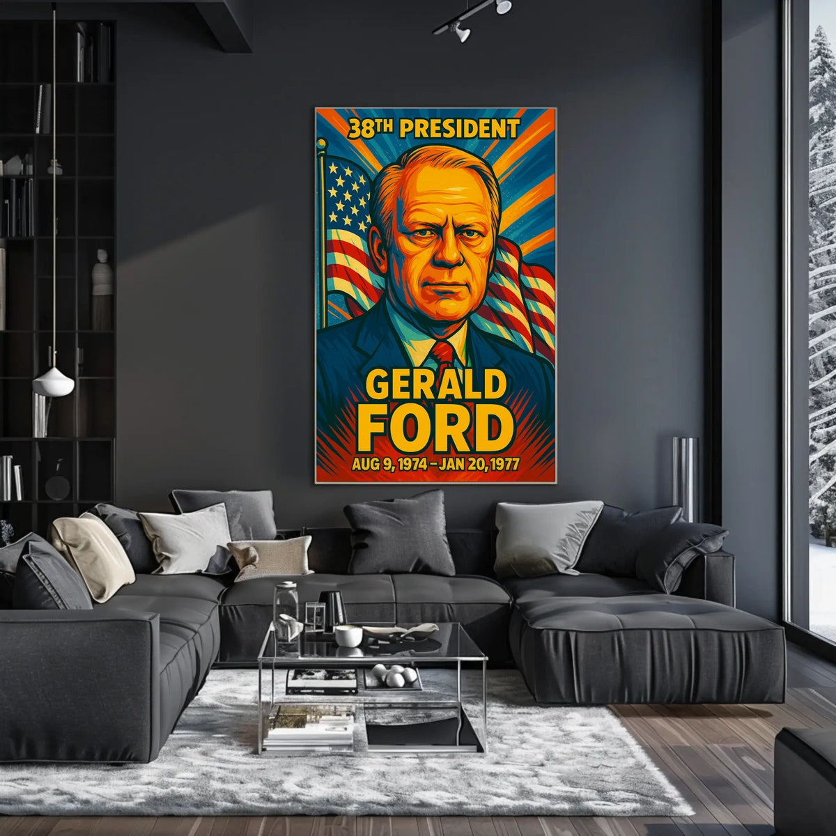 Gerald Ford 38th President of the United States Colorful Comic Book Style Poster
