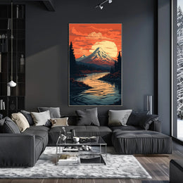 Serene Mountain Sunset Poster PosterGoat