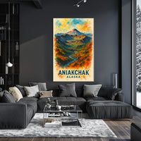 Aniakchak Alaskan Wilderness Adventure Watercolor Poster