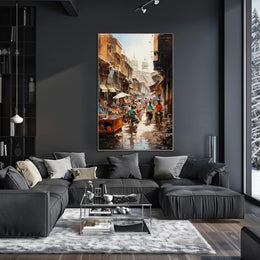 Bustling Market Street Poster